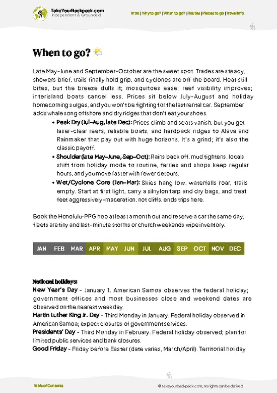 example page 3 from our offline Travel Guide for American Samoa
